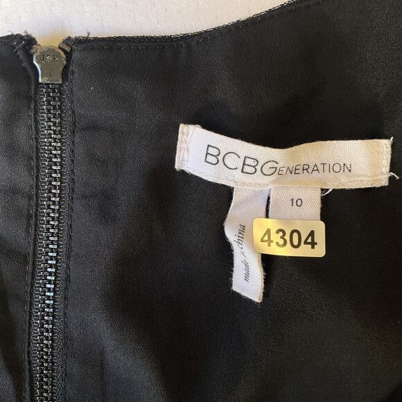 Bcbgeneration Women Dress 10 Black Striped Fit & Flare Zipper Sleeveless - Picture 2 of 10